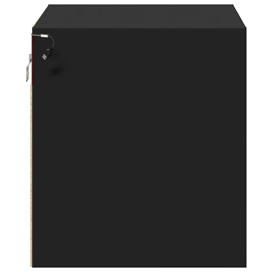 Tables de chevet murales avec lumières LED 2 pcs noir - 8