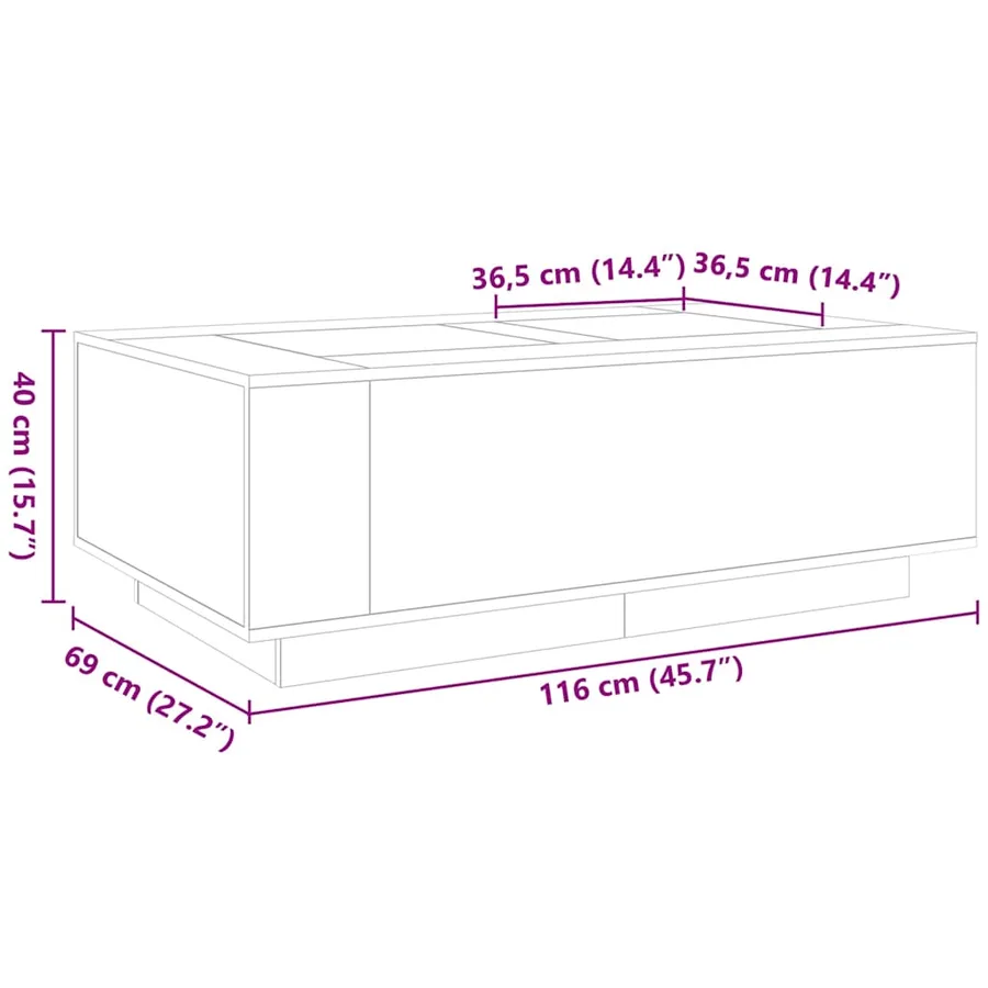 Table basse avec LED infini blanc 116x69x40 cm - 13