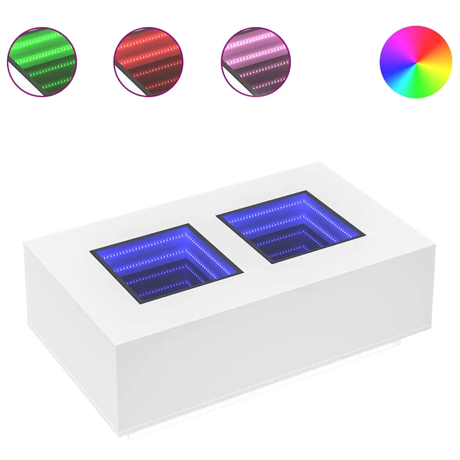 Table basse avec LED infini blanc 116x69x40 cm - 2