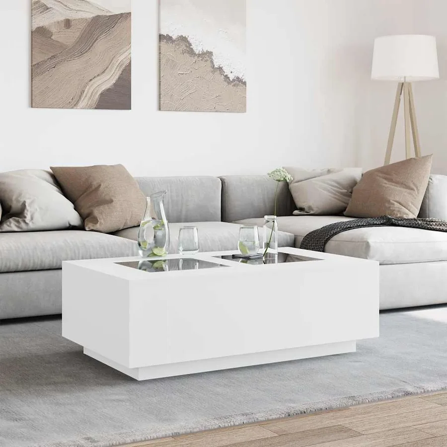 Table basse avec LED infini blanc 116x69x40 cm - 4