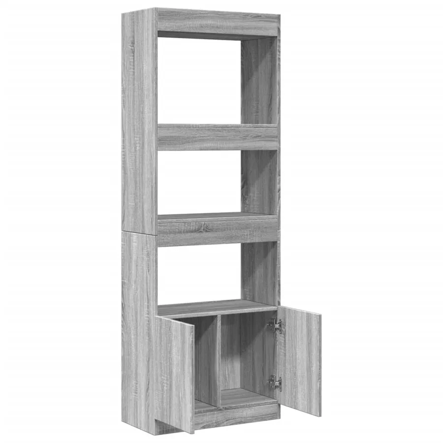 Buffet haut 63x33x180 cm sonoma gris bois d'ingénierie - 8