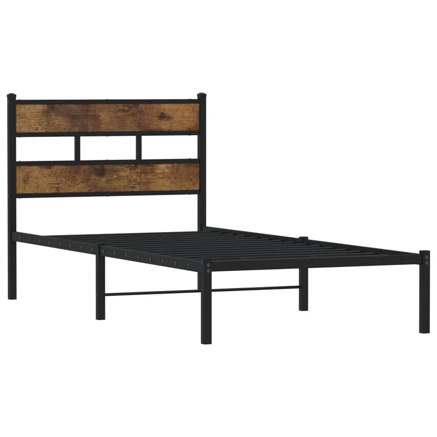 Cadre de lit en métal sans matelas chêne fumé 100x200 cm - 3