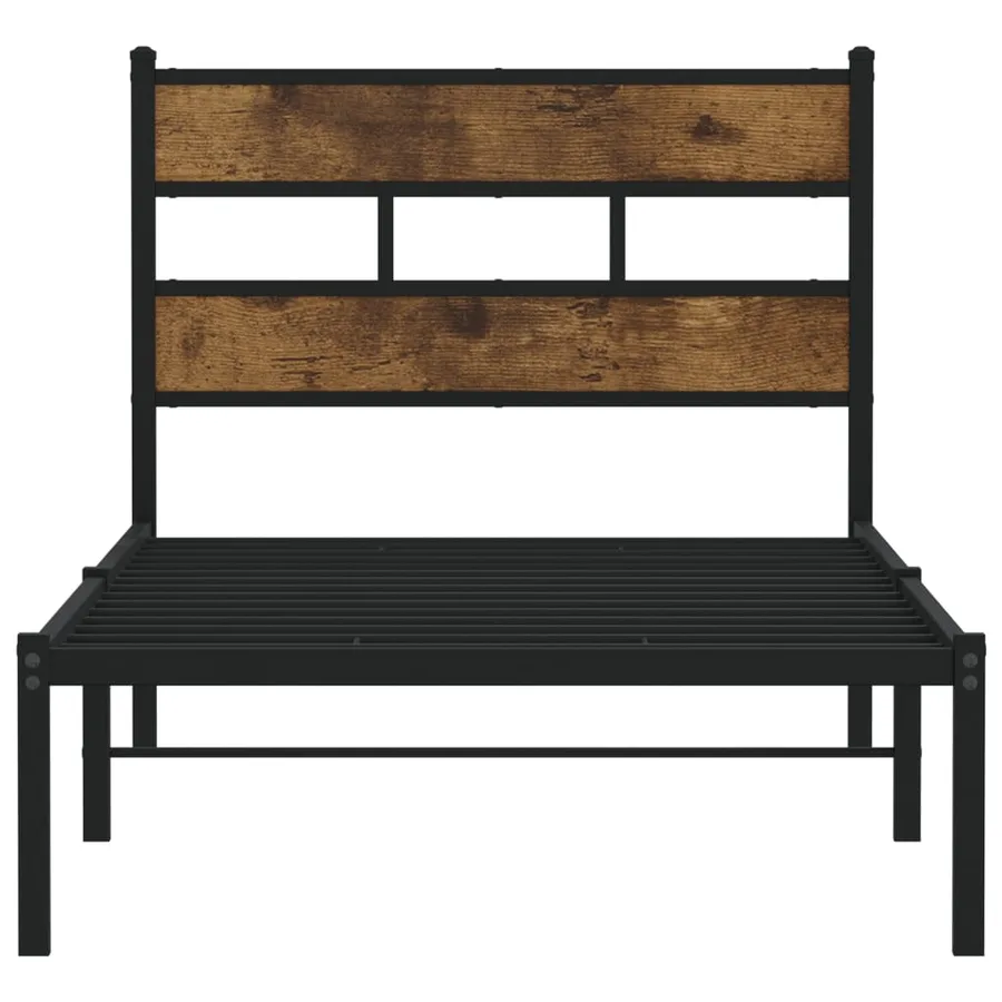 Cadre de lit en métal sans matelas chêne fumé 100x200 cm - 4