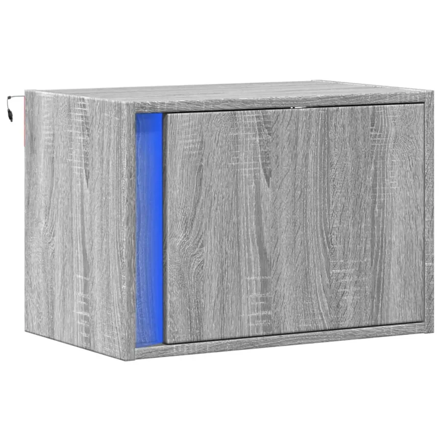 Table de chevet murale avec lumières LED sonoma gris - 3