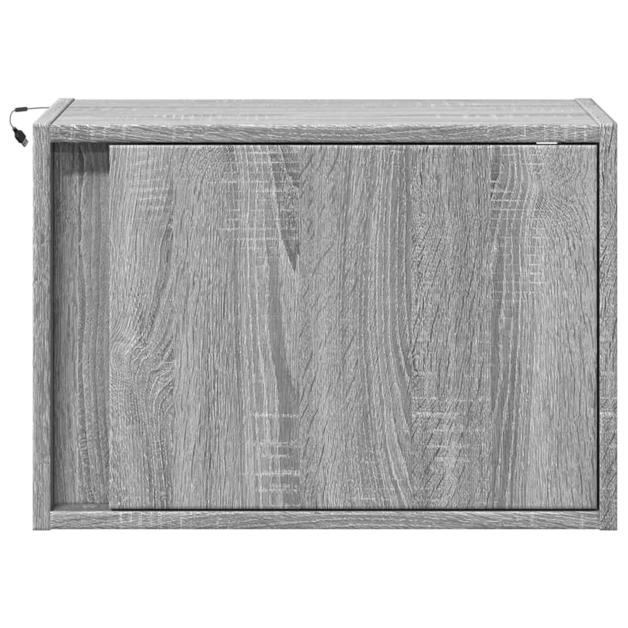 Table de chevet murale avec lumières LED sonoma gris - 6