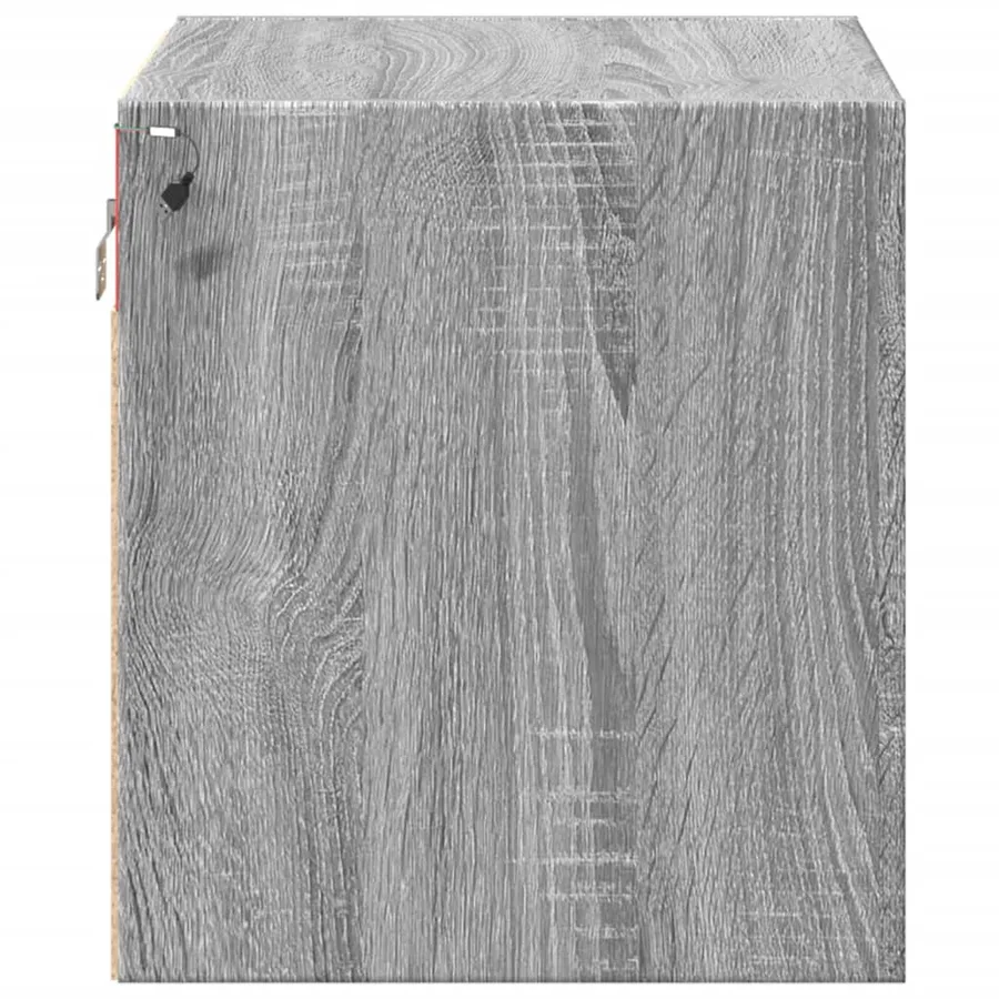 Table de chevet murale avec lumières LED sonoma gris - 8