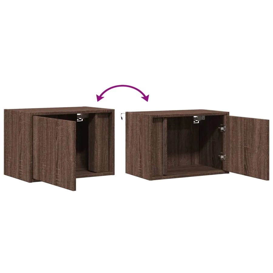 Table de chevet murale avec lumières LED chêne marron - 10