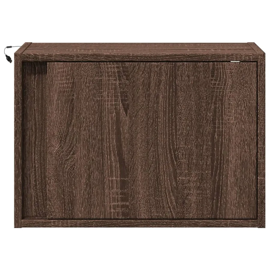 Table de chevet murale avec lumières LED chêne marron - 6
