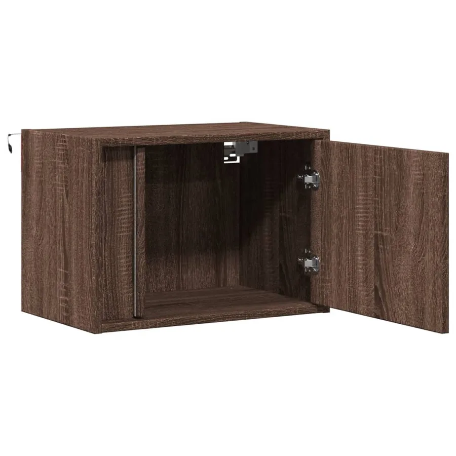 Table de chevet murale avec lumières LED chêne marron - 7
