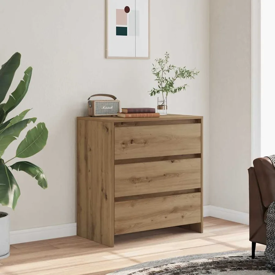 Buffet chêne artisanal 70x41x75 cm bois d'ingénierie