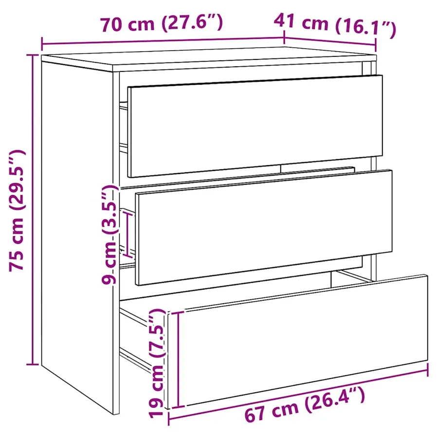 Buffet chêne artisanal 70x41x75 cm bois d'ingénierie - 10