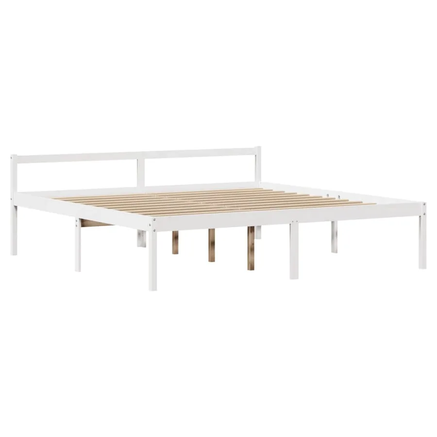 Lit bibliothèque sans matelas blanc 200x200 cm bois pin massif - 8