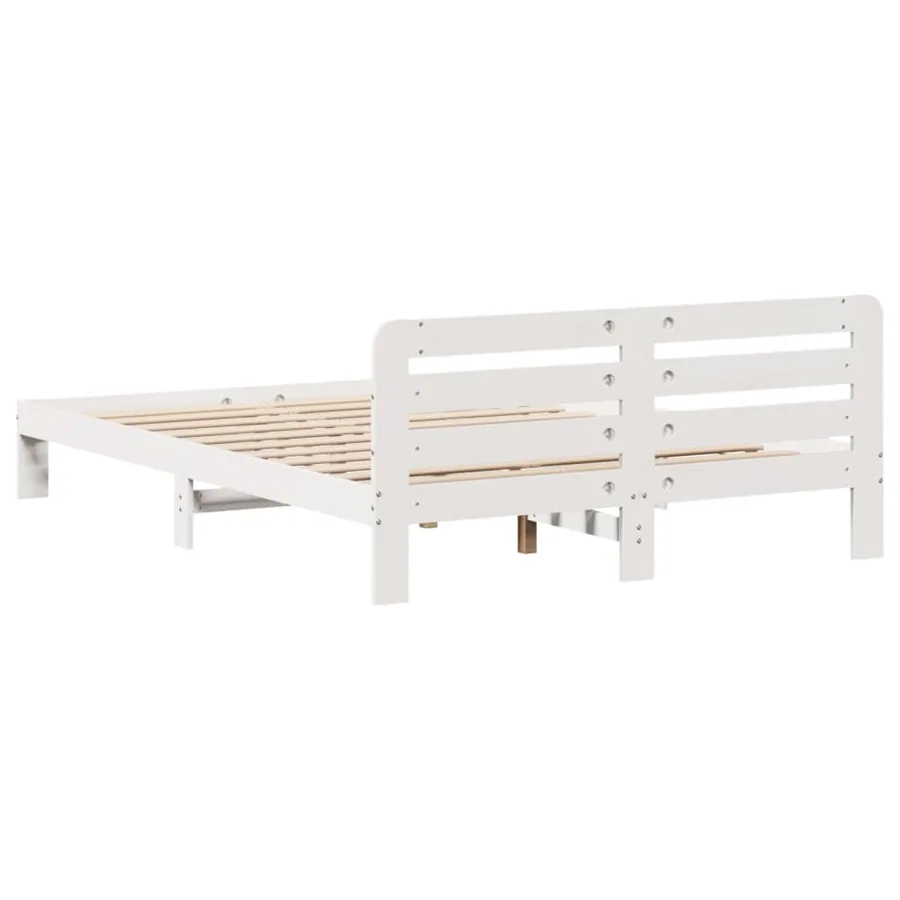 Cadre de lit sans matelas blanc 150x200 cm bois de pin massif - 6