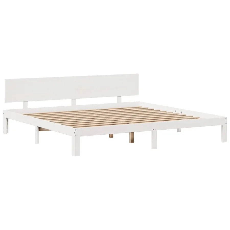 Lit bibliothèque sans matelas blanc 200x200 cm bois pin massif - 8