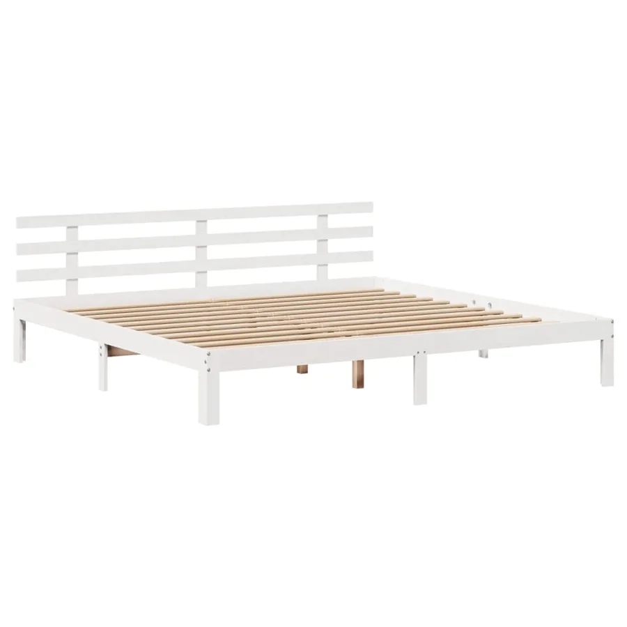 Lit bibliothèque sans matelas blanc 200x200 cm bois pin massif - 8