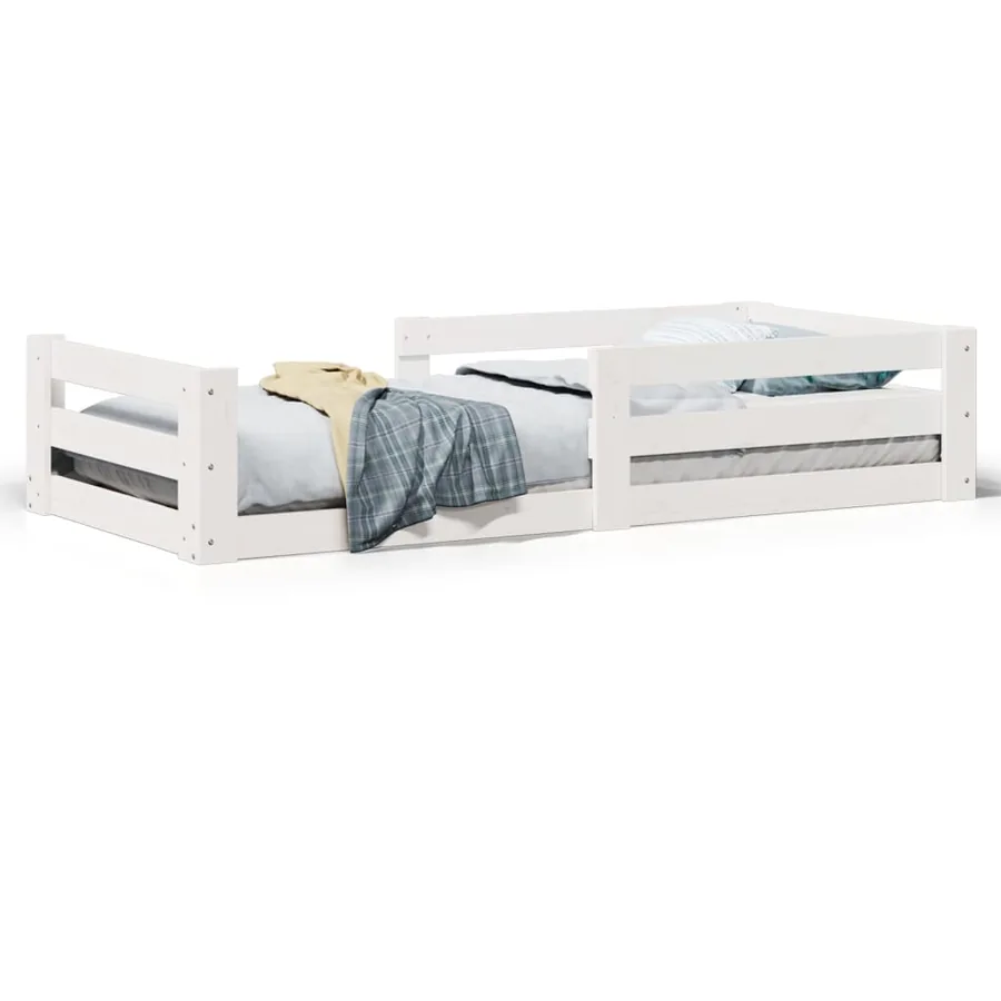 Cadre de lit sans matelas blanc 75x190 cm bois de pin massif - 2