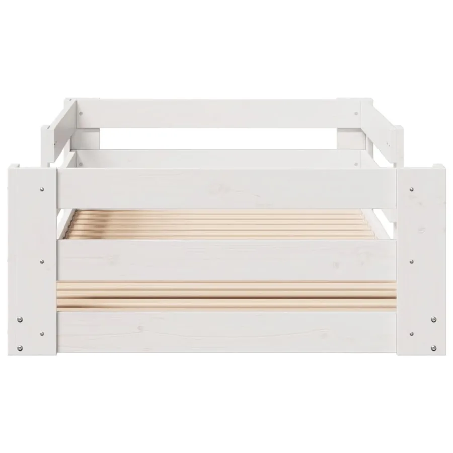 Cadre de lit sans matelas blanc 75x190 cm bois de pin massif - 4