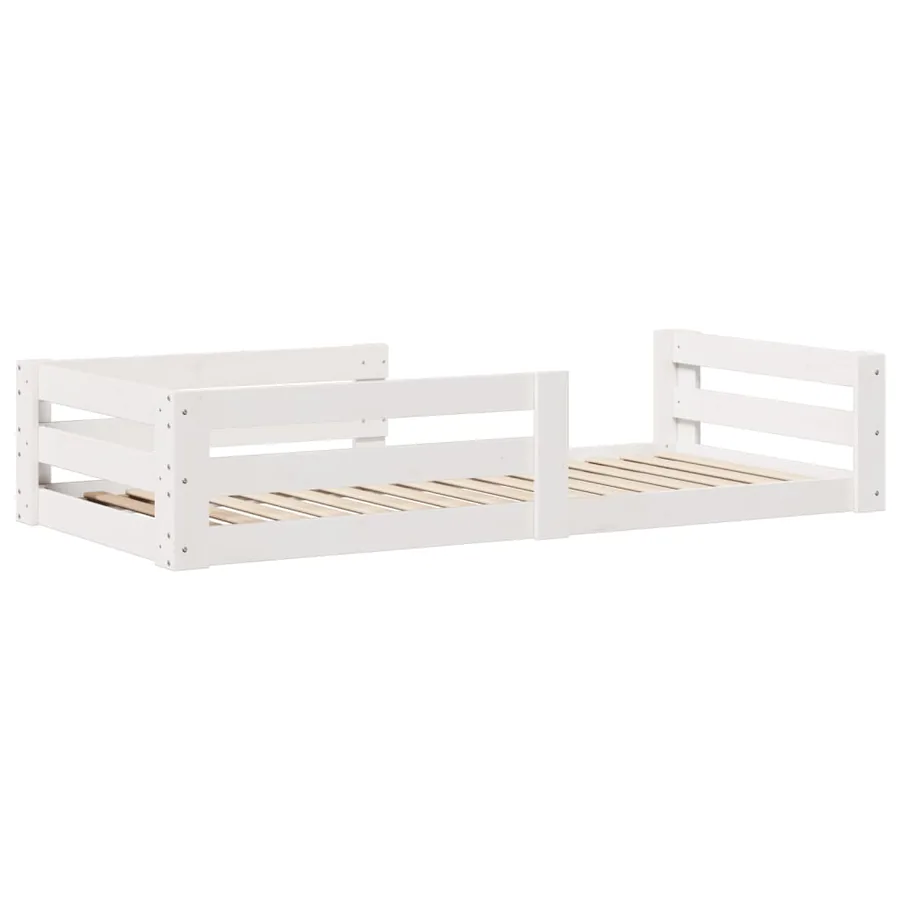 Cadre de lit sans matelas blanc 75x190 cm bois de pin massif - 6