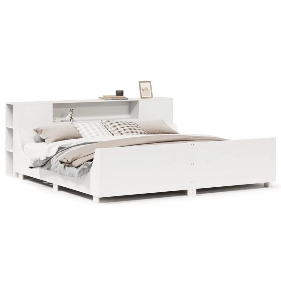 Cadre de lit sans matelas blanc 200x200 cm bois massif de pin - 2