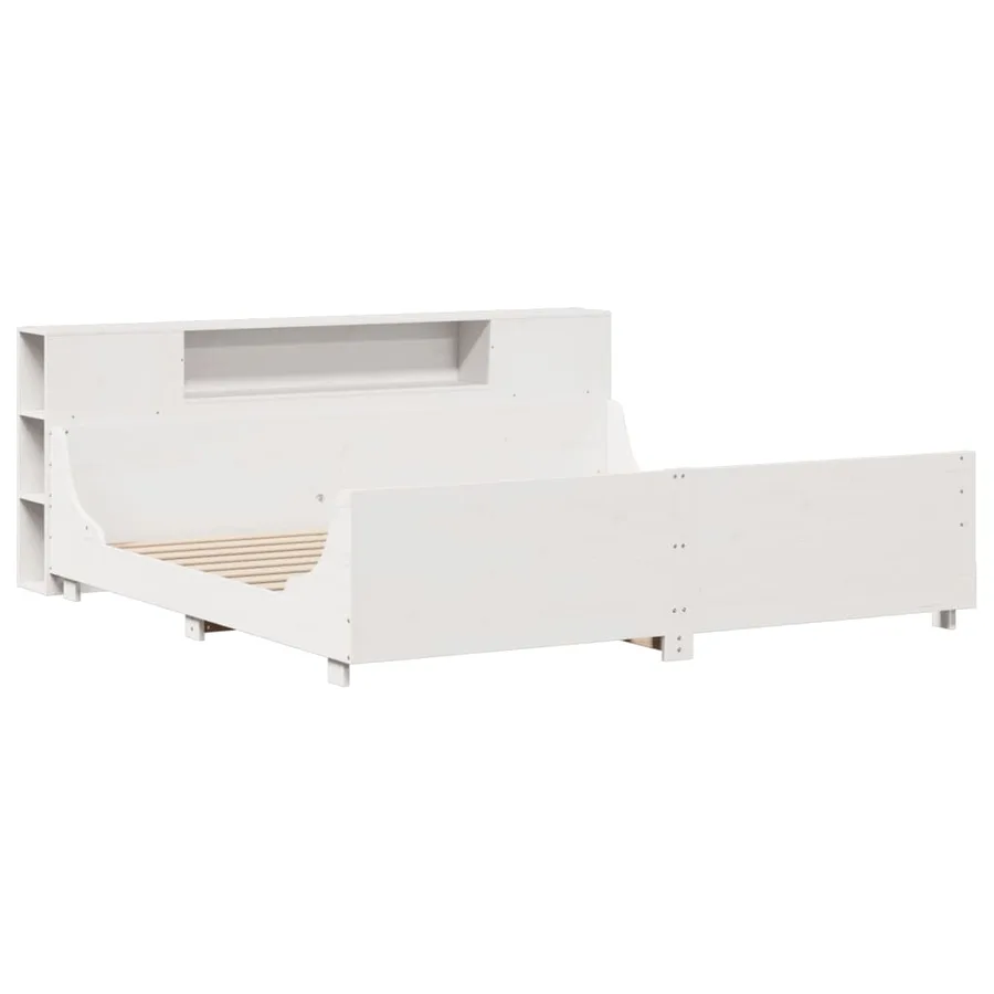 Cadre de lit sans matelas blanc 200x200 cm bois massif de pin - 3