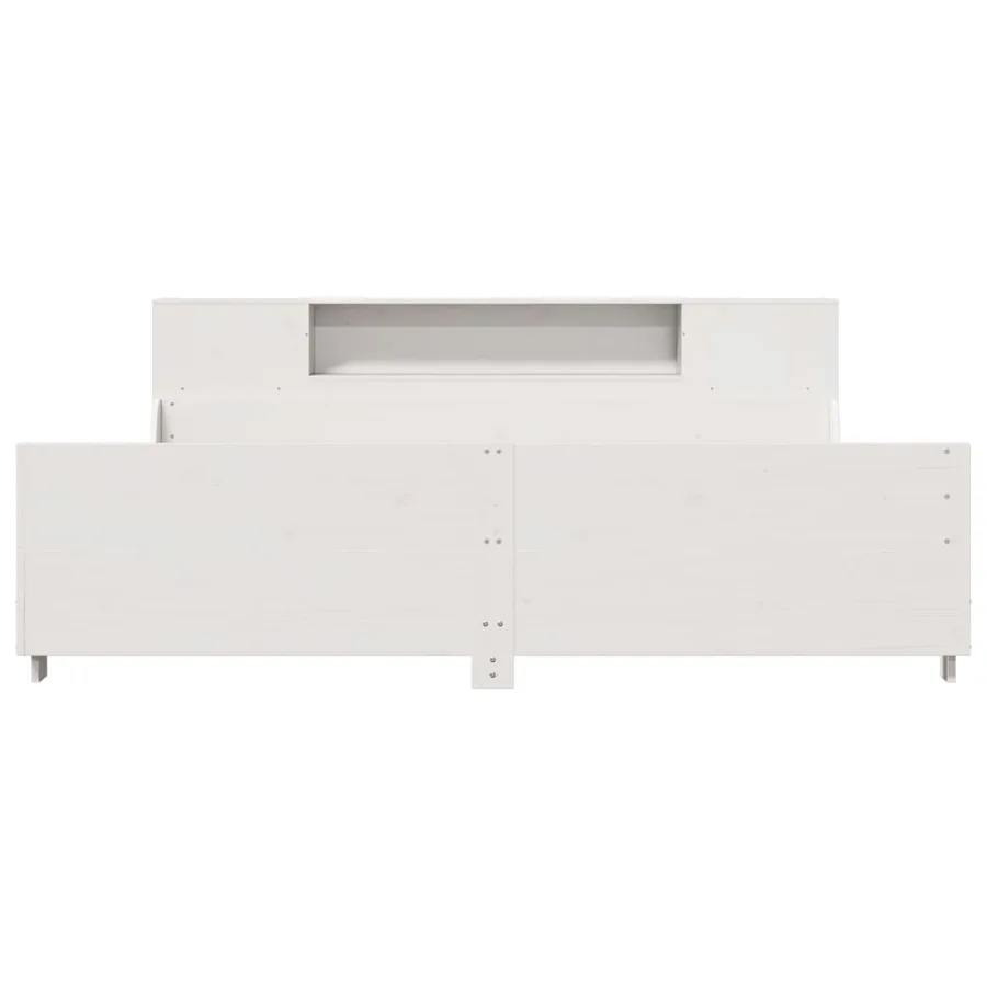 Cadre de lit sans matelas blanc 200x200 cm bois massif de pin - 4