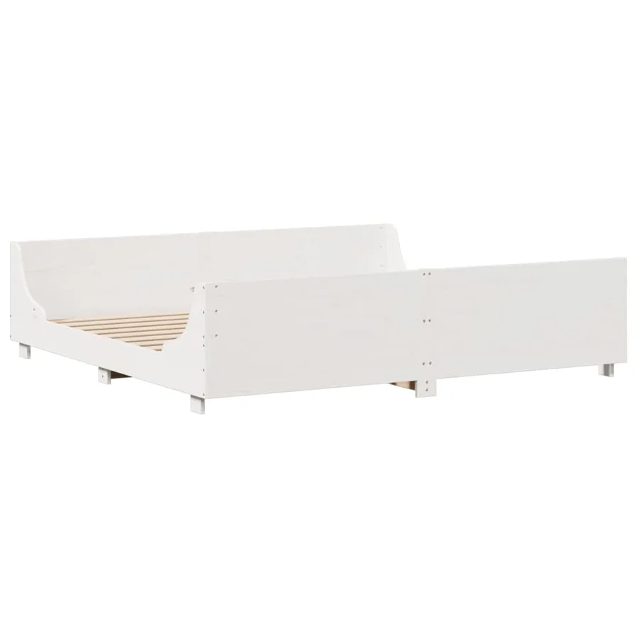 Cadre de lit sans matelas blanc 200x200 cm bois massif de pin - 5