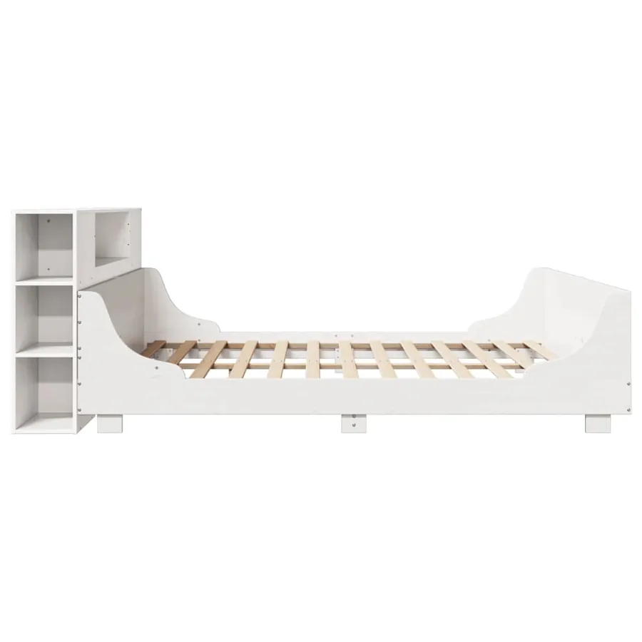 Cadre de lit sans matelas blanc 200x200 cm bois massif de pin - 7