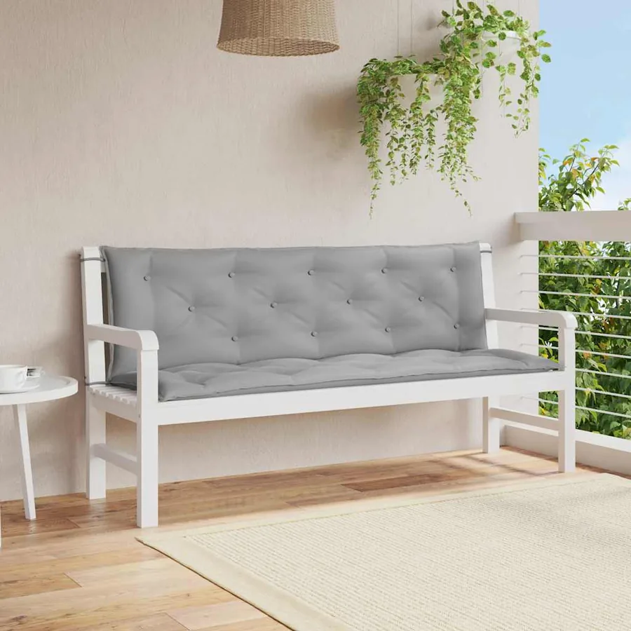 Coussin de banc de jardin gris 150x(50+50)x7 cm tissu oxford