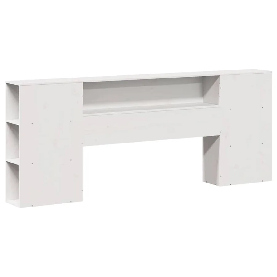 Lit bibliothèque sans matelas blanc 200x200 cm bois pin massif - 6