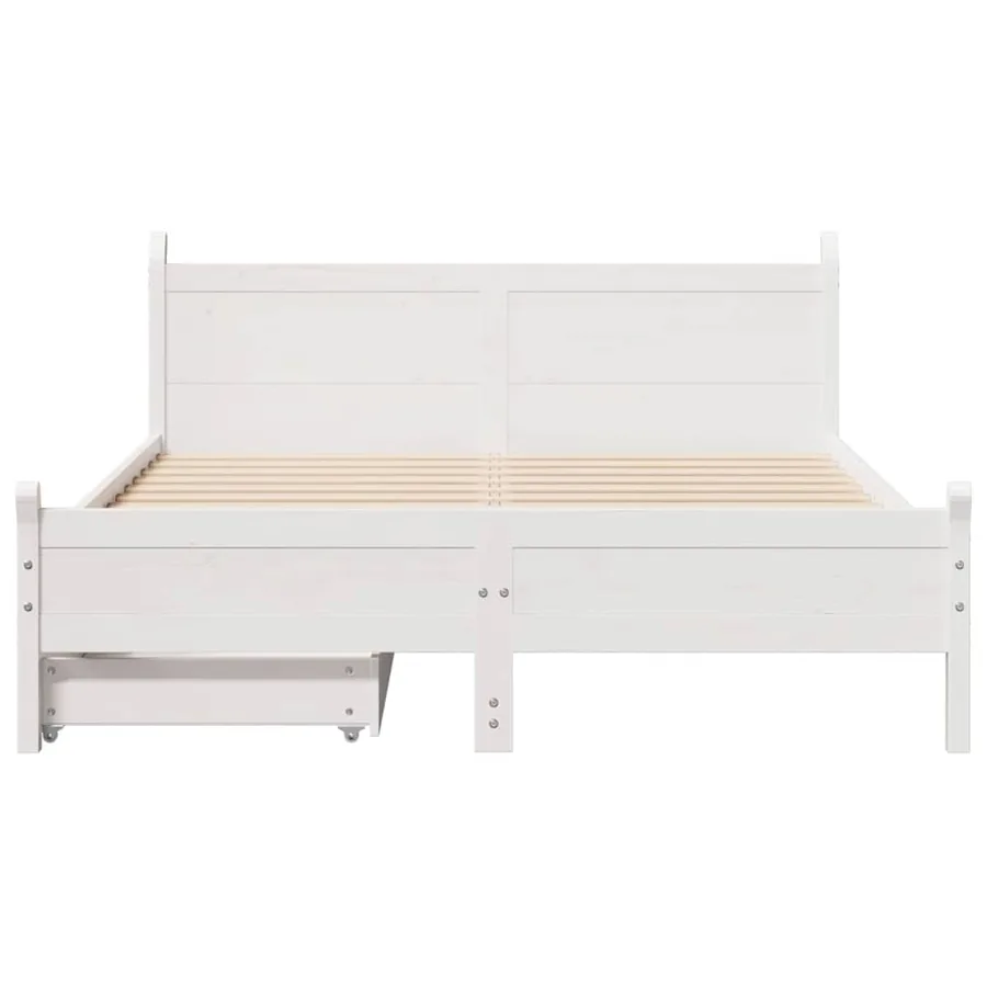 Cadre de lit sans matelas blanc 120x190 cm bois de pin massif - 4