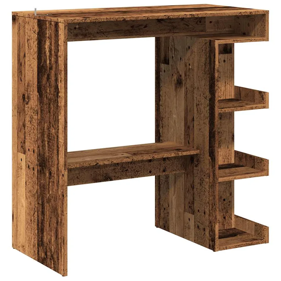 Table de bar étagère de rangement vieux bois 100 x 48 x 101,5cm - 6