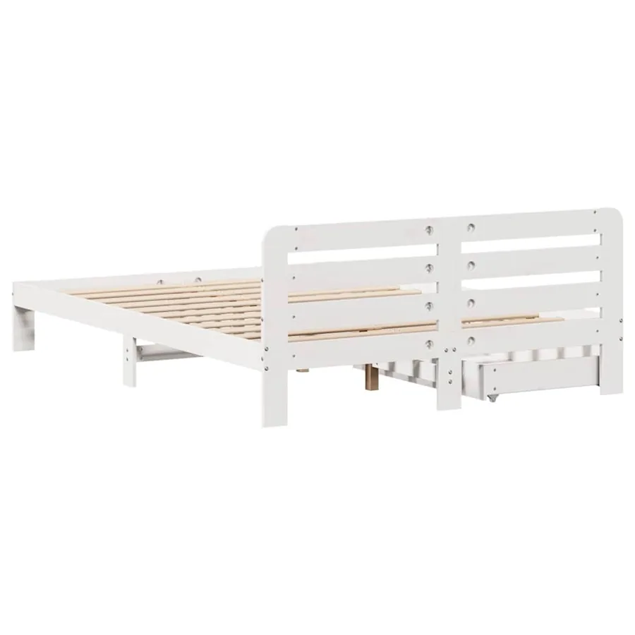 Cadre de lit sans matelas blanc 160x200 cm bois de pin massif - 8