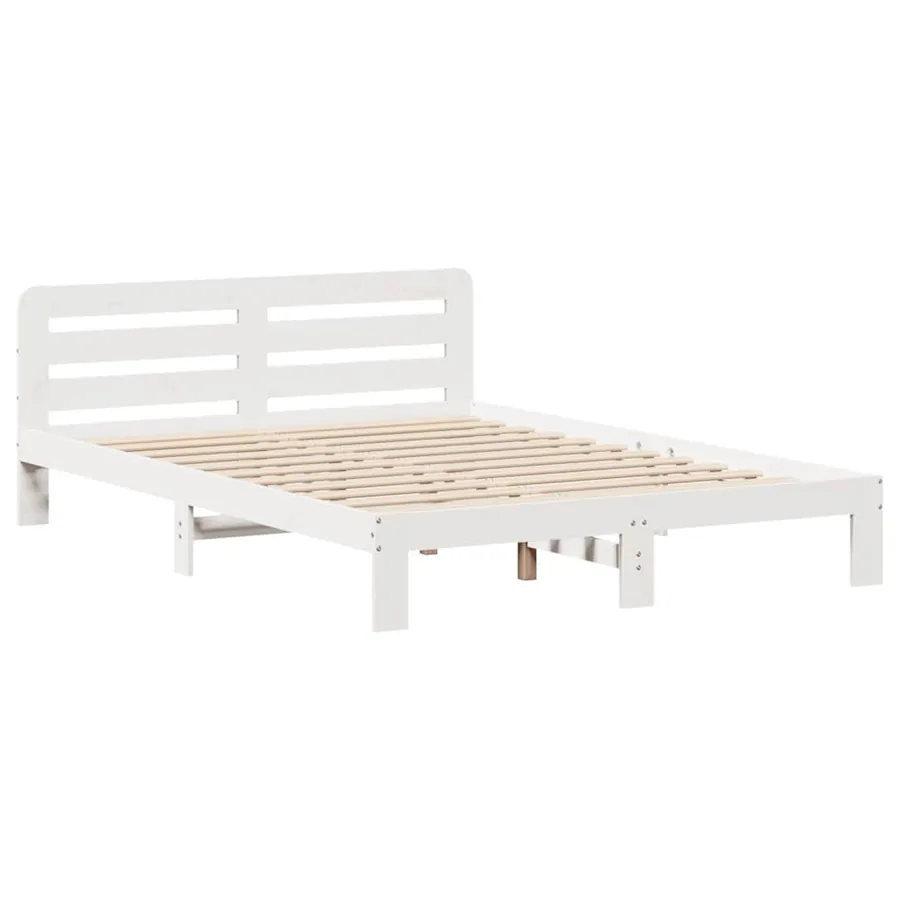 Cadre de lit sans matelas blanc 140x200 cm bois de pin massif - 5