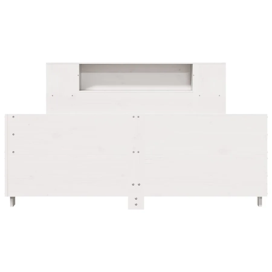 Cadre de lit sans matelas blanc 160x200 cm bois de pin massif - 4