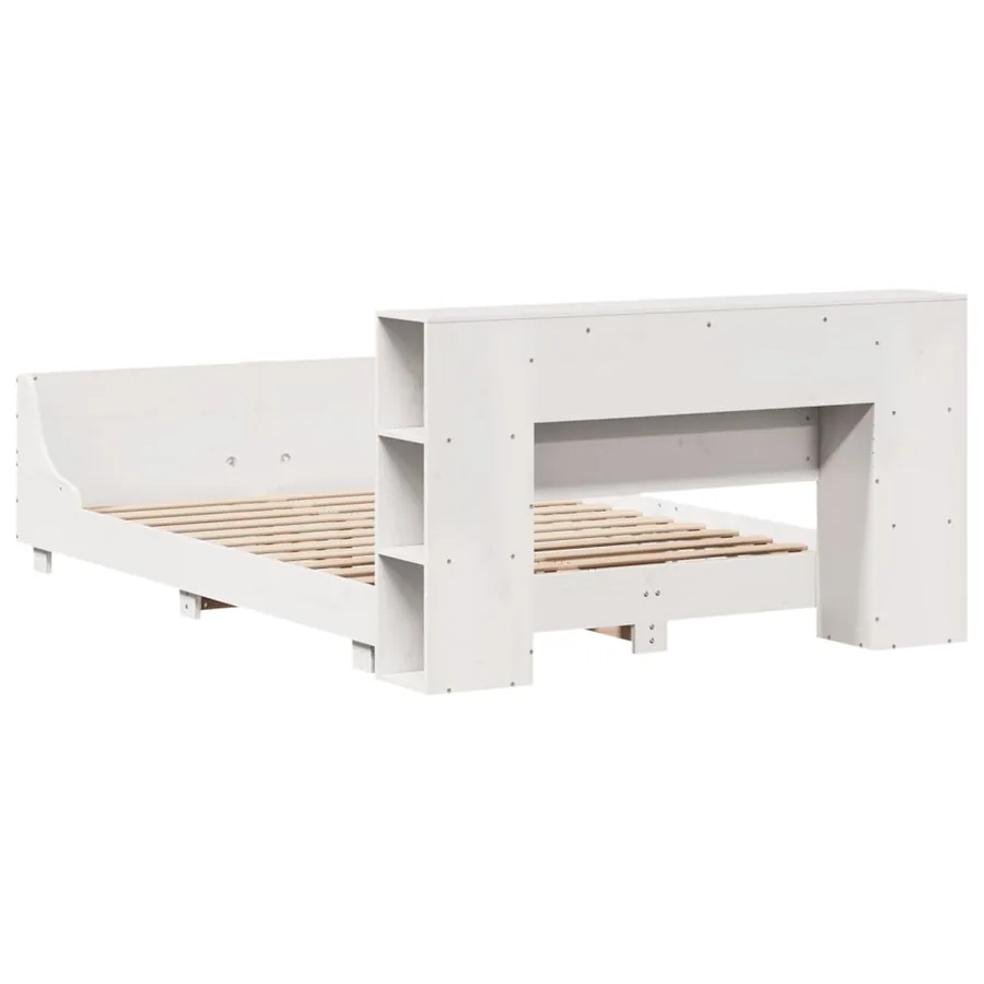 Cadre de lit sans matelas blanc 160x200 cm bois de pin massif - 8