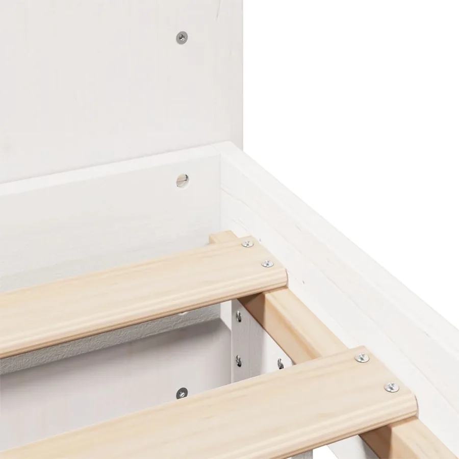 Cadre de lit sans matelas blanc 160x200 cm bois de pin massif - 9