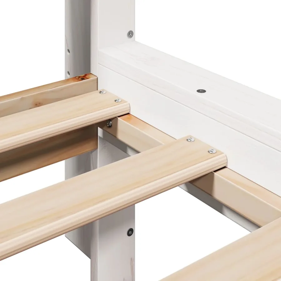 Lit bibliothèque sans matelas blanc 90x190cm bois de pin massif - 7
