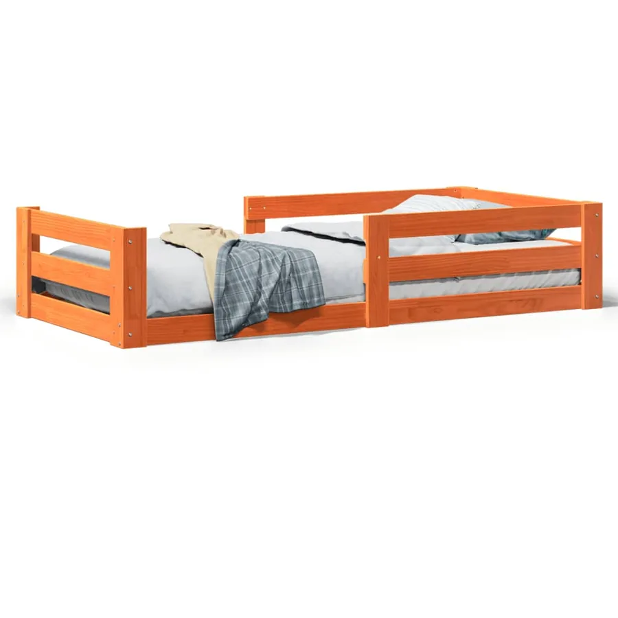 Cadre de lit sans matelas cire marron 90x190 cm bois pin massif - 2