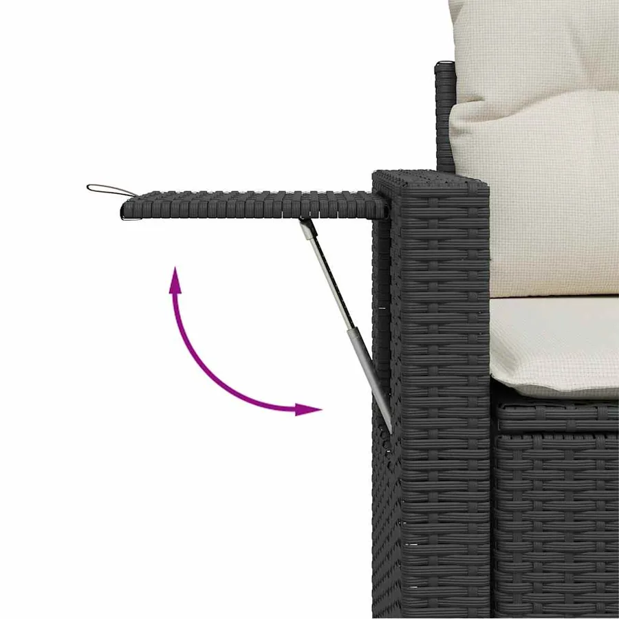 Salon de jardin 5 pcs avec coussins noir résine tressée - 9