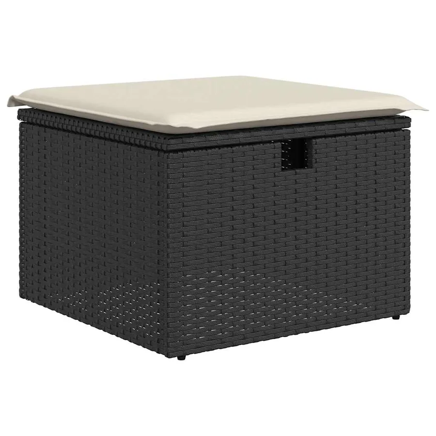 Salon de jardin 9 pcs avec coussins noir résine tressée - 6