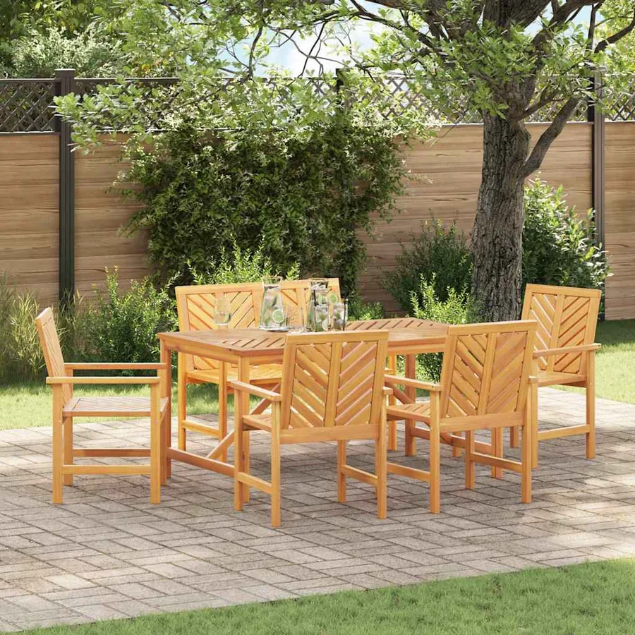 Ensemble de salle à manger pour jardin 6 pc Marron