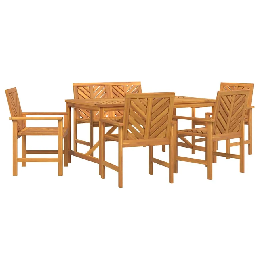 Ensemble de salle à manger pour jardin 6 pc Marron - 2