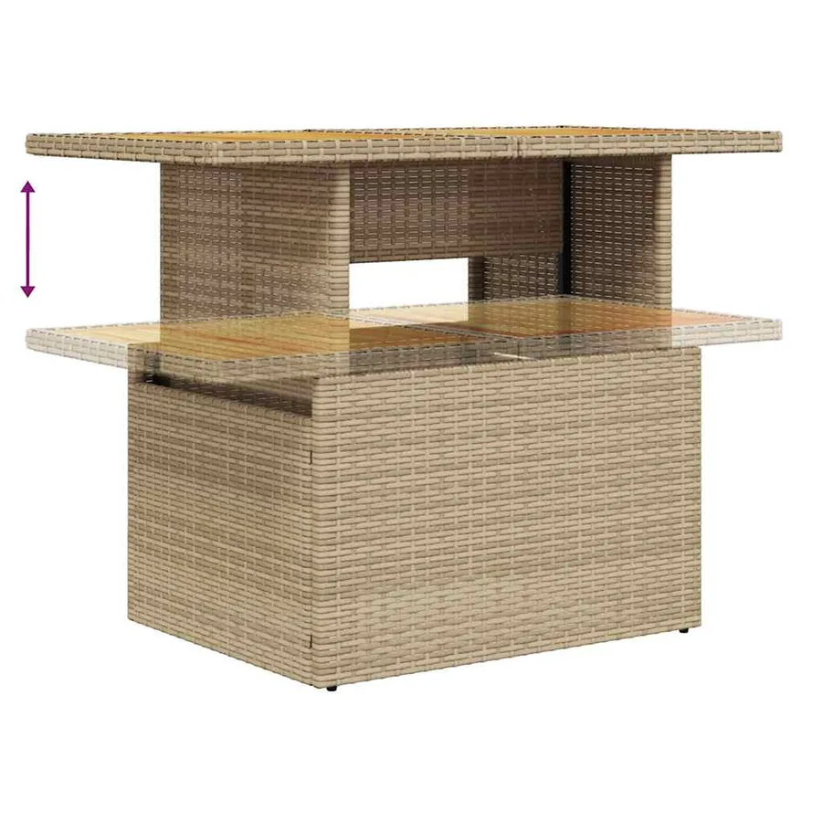 Salon de jardin avec coussins 5 pcs beige résine tressée acacia - 10