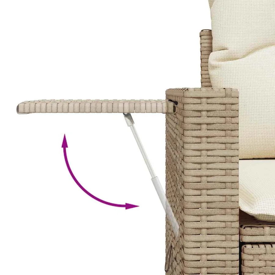 Salon de jardin avec coussins 7 pcs beige résine tressée - 10