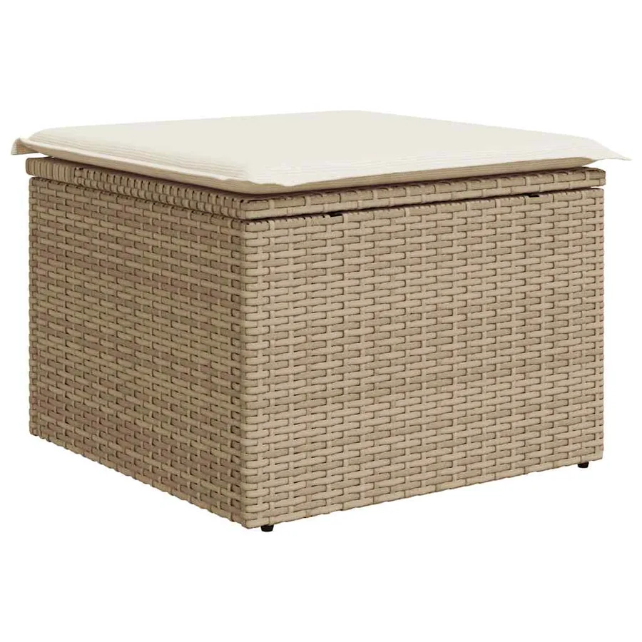 Salon de jardin avec coussins 9 pcs beige résine tressée acacia - 6