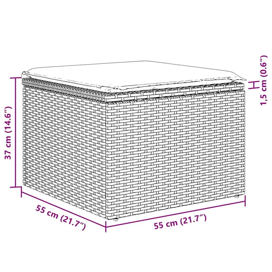 Salon de jardin 8 pcs avec coussins noir résine tressée - 20