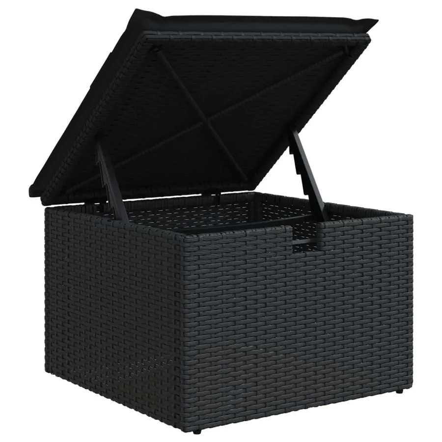 Salon de jardin 8 pcs avec coussins noir résine tressée - 10
