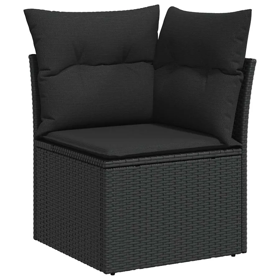 Salon de jardin avec coussins 8 pcs noir résine tressée acacia - 5