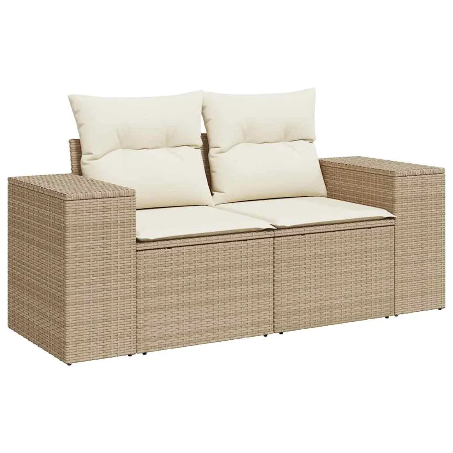Salon de jardin avec coussins 8 pcs beige résine tressée - 5