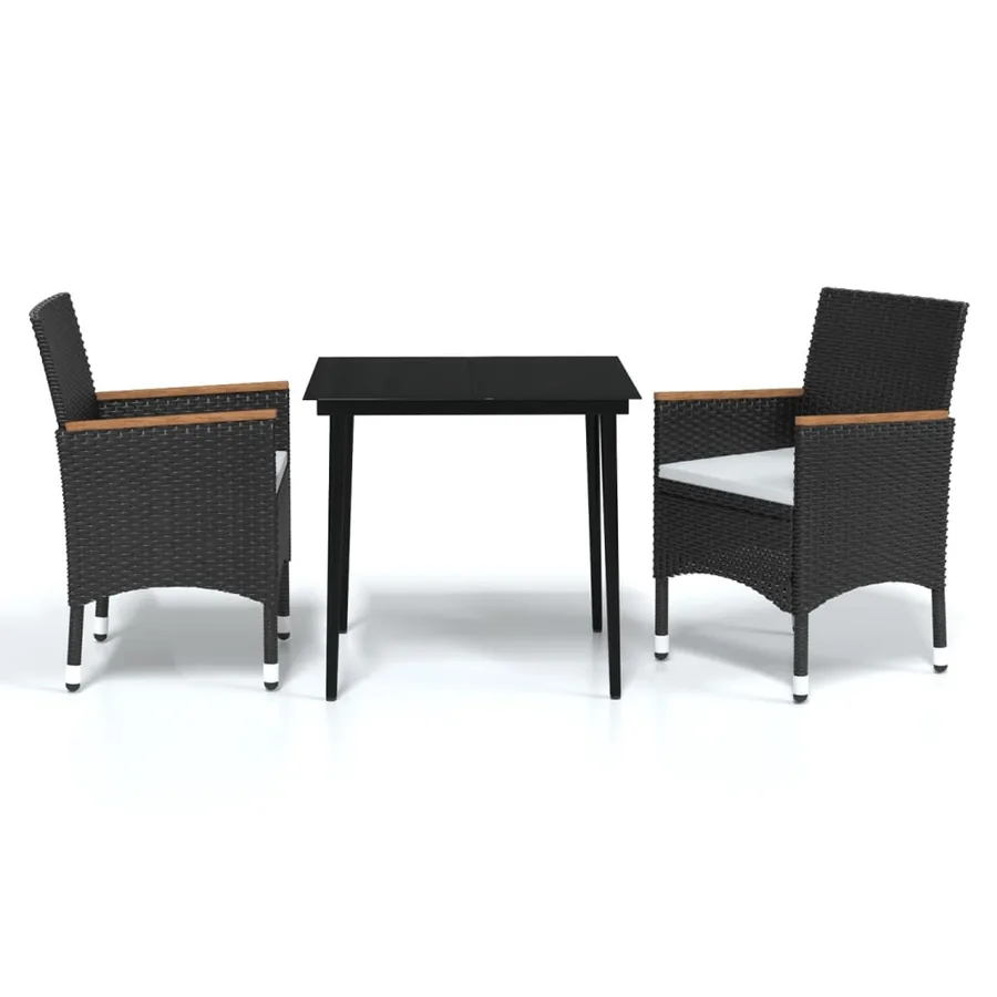 Ensemble à manger de jardin avec coussins 3 pcs noir - 2